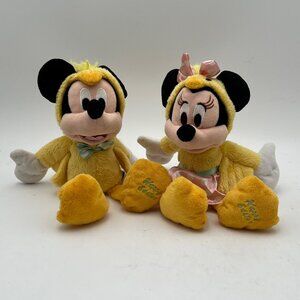 Disney Parks 2018 Easter Minnie & Mickey Mouse 9" Chick Plush Yellow